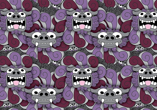 Shisa: Okinawan spirit dog pattern created for a personal project